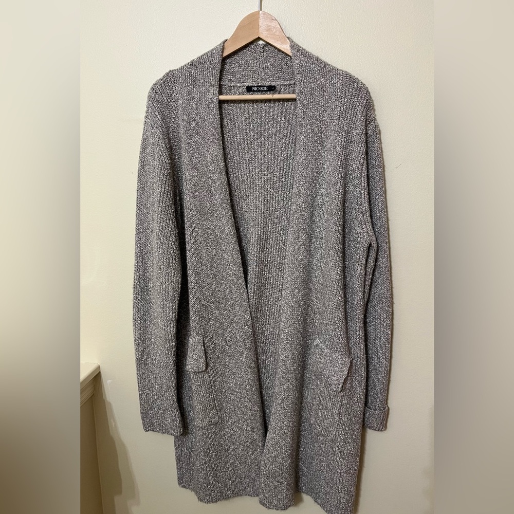 Nic + Zoe brown/cream marled cardigan